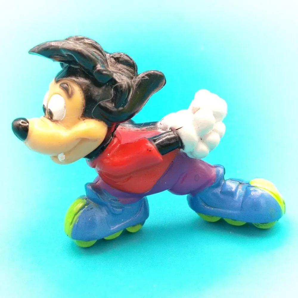 Vintage Disney Goof Troop Max Plastic Figure Roller Skate Red Short 1.75”